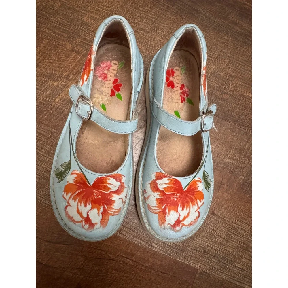 Vintage Y2K Naturino Floral Leather Mary Jane Shoes Girls EU 30